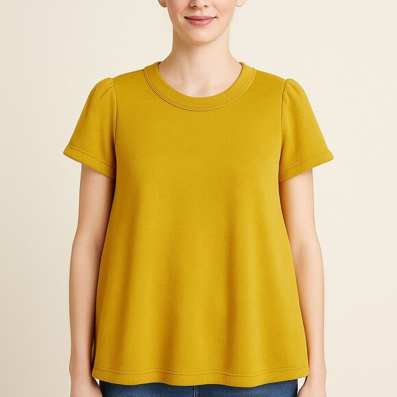 Anthropologie Eri + Ali Westward Yellow Swing T-Shirt - Size Medium - NWT - Picture 1 of 11